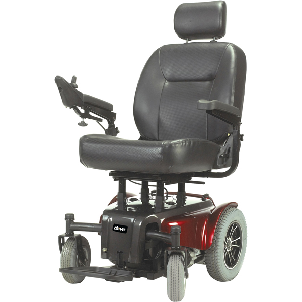 Medalist Heavy Duty Power Wheelchair - 22 Inch Captain Seat Red - Click Image to Close